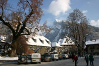 View from the town square in Samoens